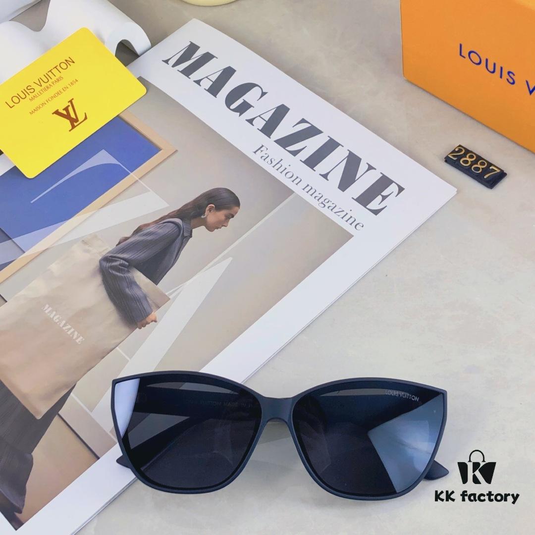 Louis Vuitton Korean-style Chic Cat-Eye Sunglasses for Women, 2025 New Arrival Vintage UV-Protective Designer Shades, Fashionable and Trendy Eyewear