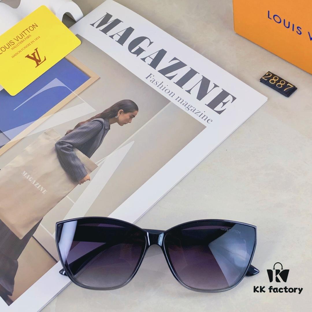 Louis Vuitton Korean-style Chic Cat-Eye Sunglasses for Women, 2025 New Arrival Vintage UV-Protective Designer Shades, Fashionable and Trendy Eyewear