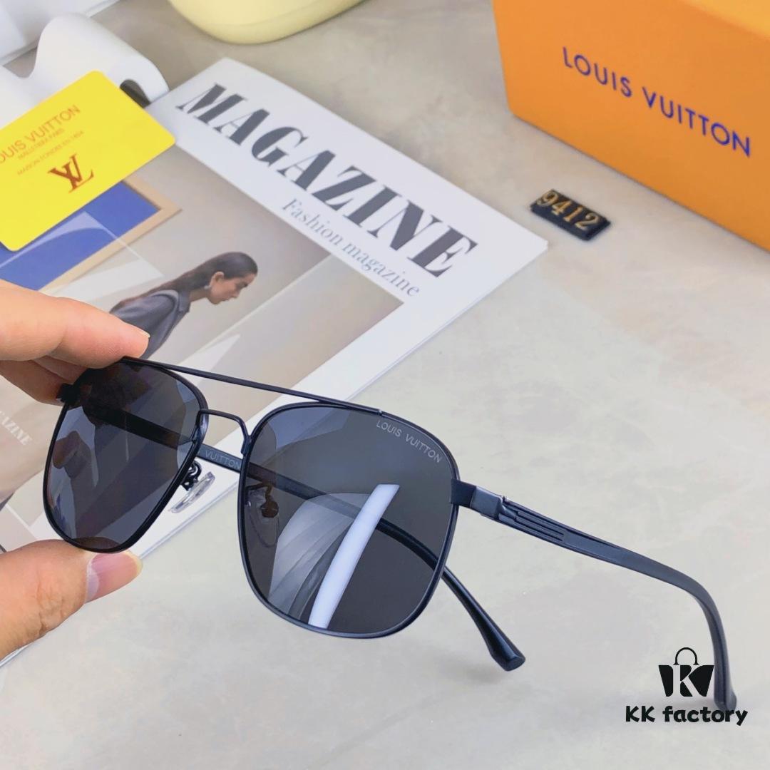 Louis Vuitton 2025 New Arrival Dual-Bridge Metal Luxury Men's Sunglasses, Fashionable UV-Protective Driving Shades