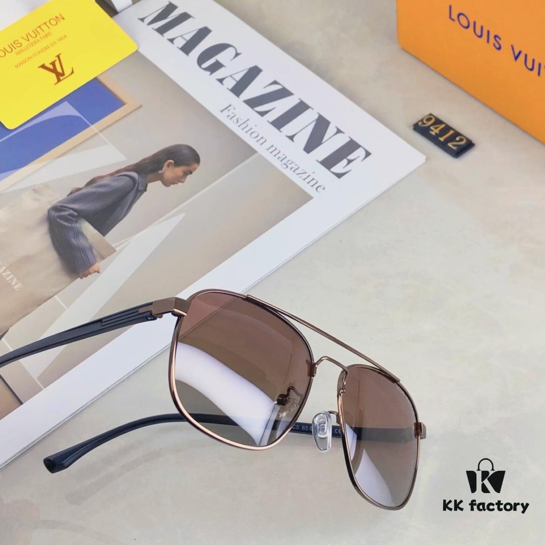 Louis Vuitton 2025 New Arrival Dual-Bridge Metal Luxury Men's Sunglasses, Fashionable UV-Protective Driving Shades