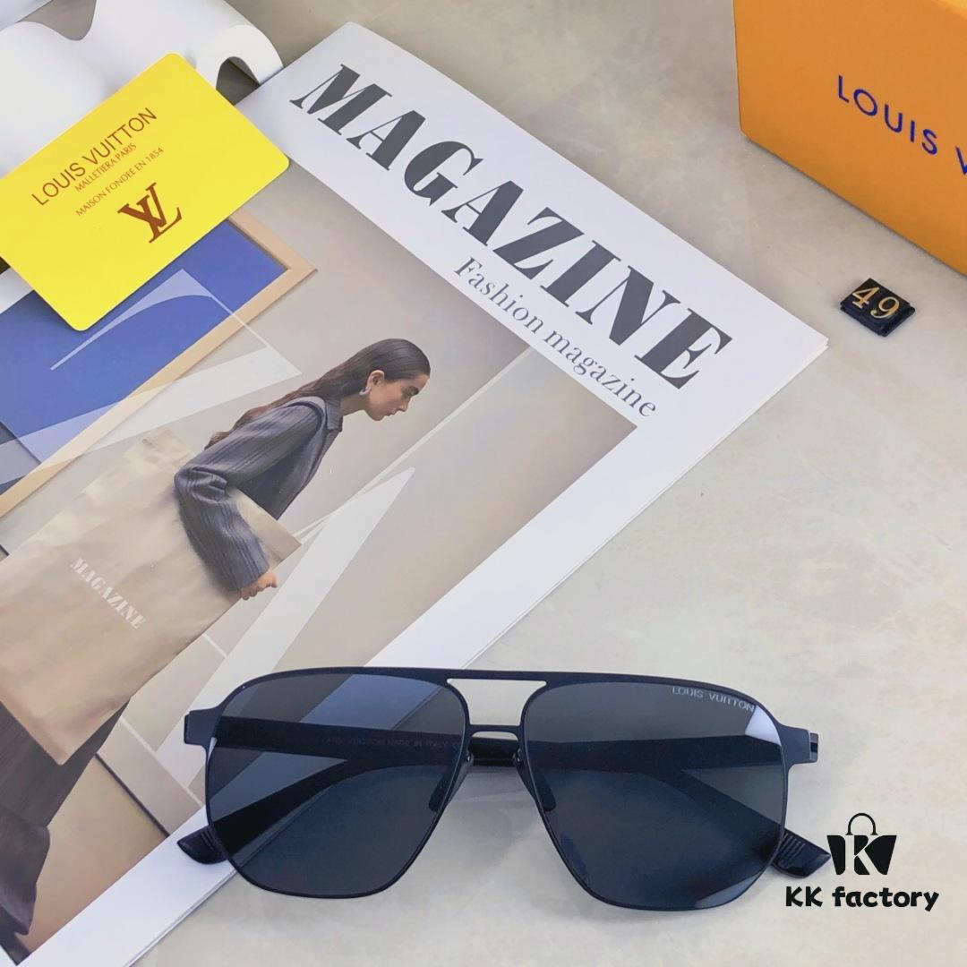 Louis Vuitton Summer New Arrival Polarized Sunglasses for Men, Fashionable Double-Bridge Aviator Sunglasses for Driving, Fishing, and Outdoor Use