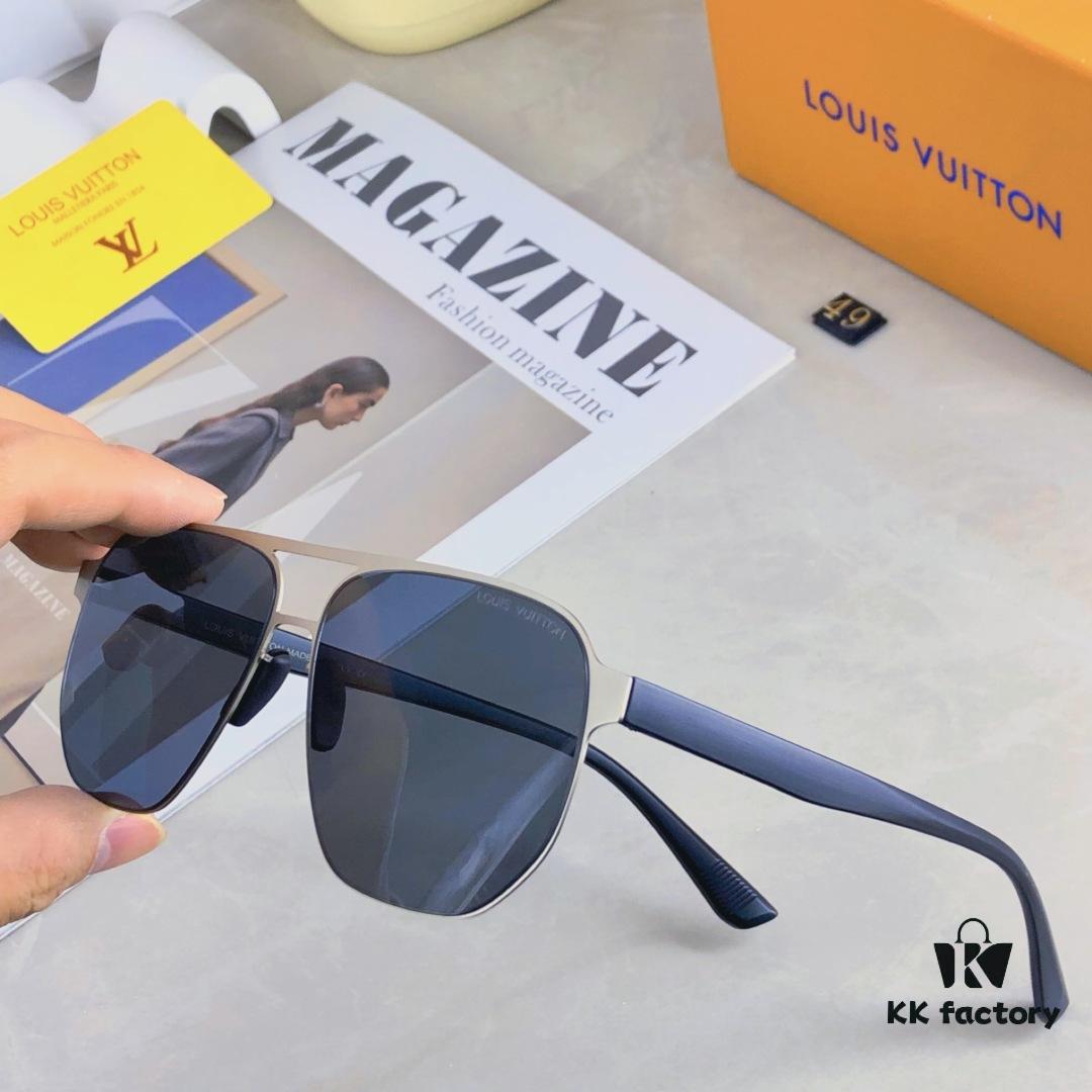 Louis Vuitton Summer New Arrival Polarized Sunglasses for Men, Fashionable Double-Bridge Aviator Sunglasses for Driving, Fishing, and Outdoor Use