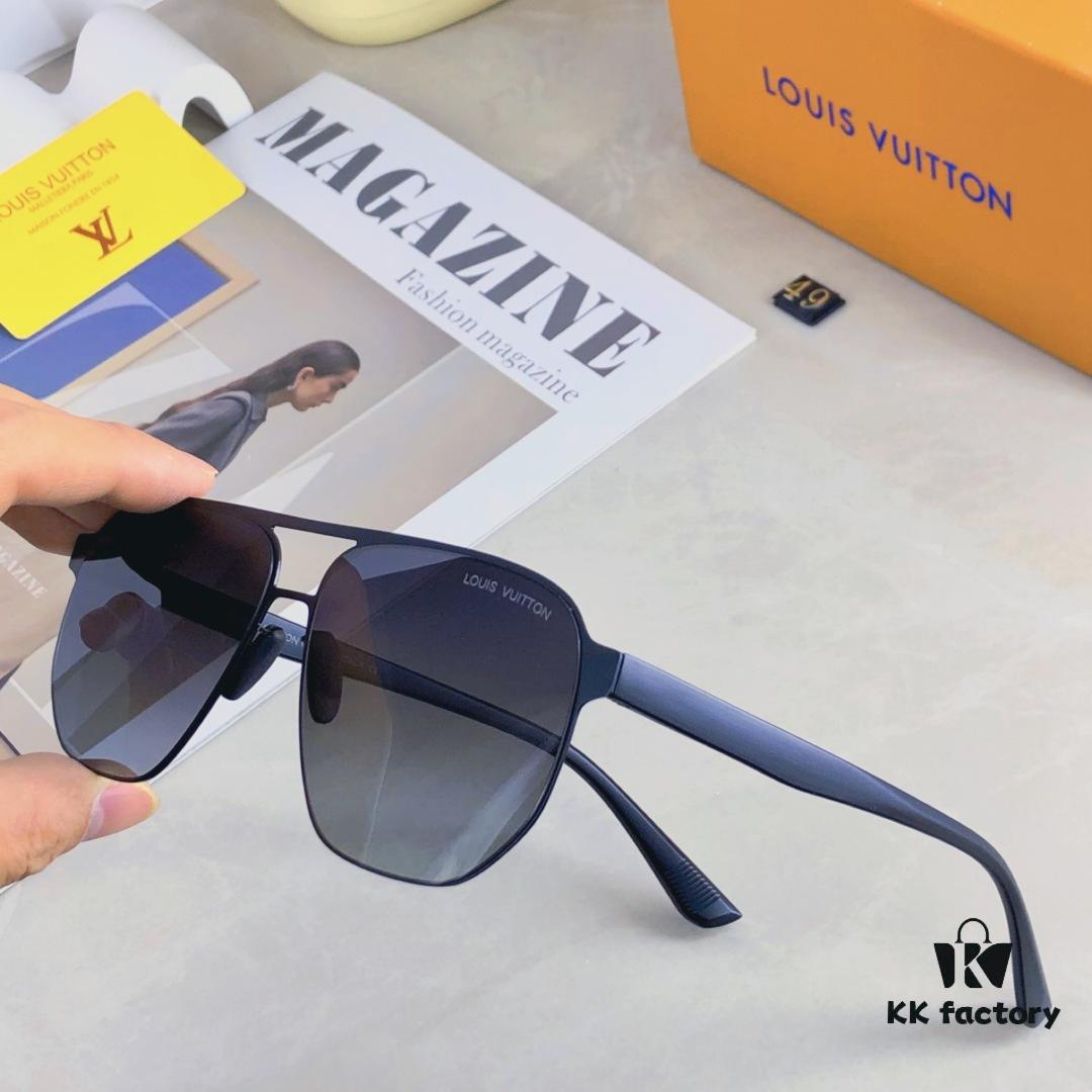 Louis Vuitton Summer New Arrival Polarized Sunglasses for Men, Fashionable Double-Bridge Aviator Sunglasses for Driving, Fishing, and Outdoor Use