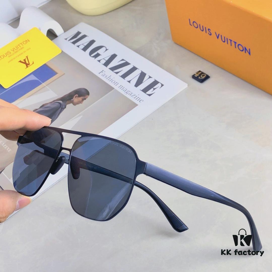 Louis Vuitton Summer New Arrival Polarized Sunglasses for Men, Fashionable Double-Bridge Aviator Sunglasses for Driving, Fishing, and Outdoor Use
