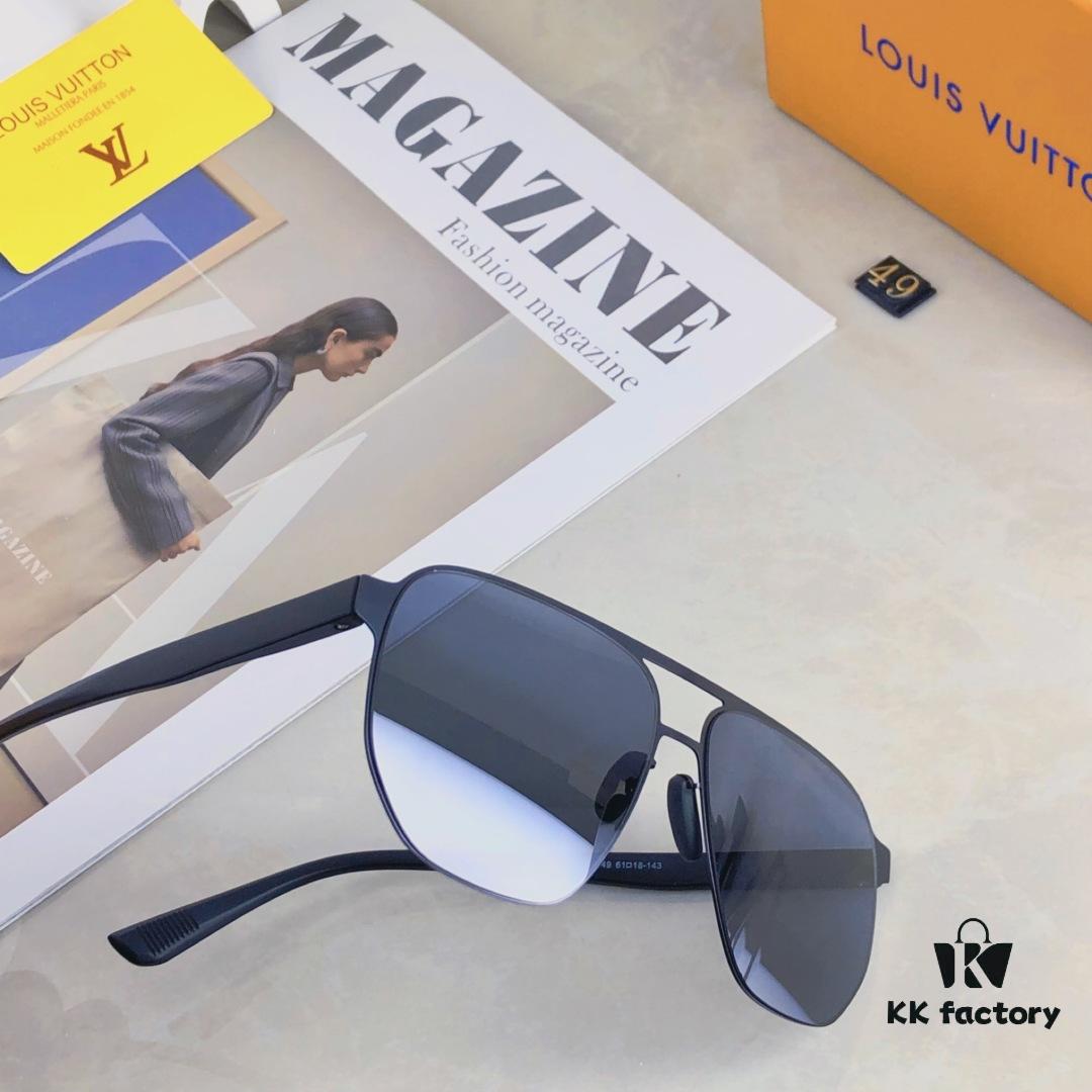 Louis Vuitton Summer New Arrival Polarized Sunglasses for Men, Fashionable Double-Bridge Aviator Sunglasses for Driving, Fishing, and Outdoor Use