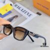Louis Vuitton Vintage-Inspired Transparent Brown Square Sunglasses, Trendy Round-Face Flattering Oversized Design, Stylish Unisex Sun Glasses