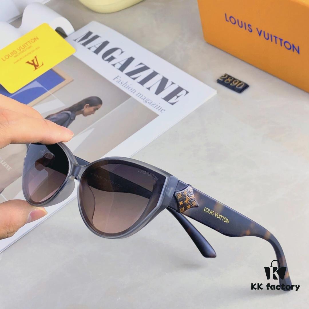 Louis Vuitton 2025 New Korean-Style Oval Cat-Eye Sunglasses Retro Streetwear Hong Kong Style Chic Cool Girl Sunglasses for Women Fashion Influencer Sun Glasses