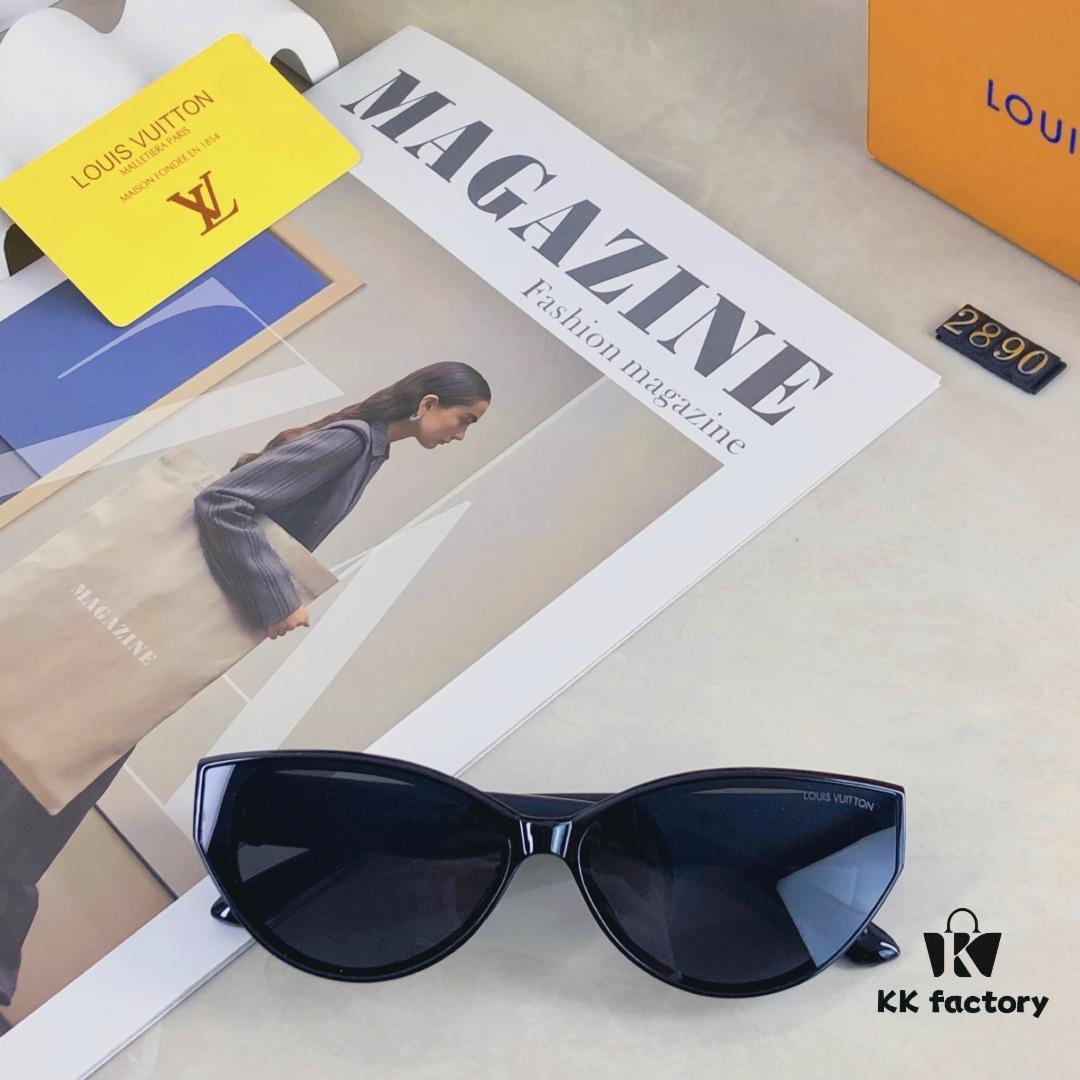 Louis Vuitton 2025 New Korean-Style Oval Cat-Eye Sunglasses Retro Streetwear Hong Kong Style Chic Cool Girl Sunglasses for Women Fashion Influencer Sun Glasses