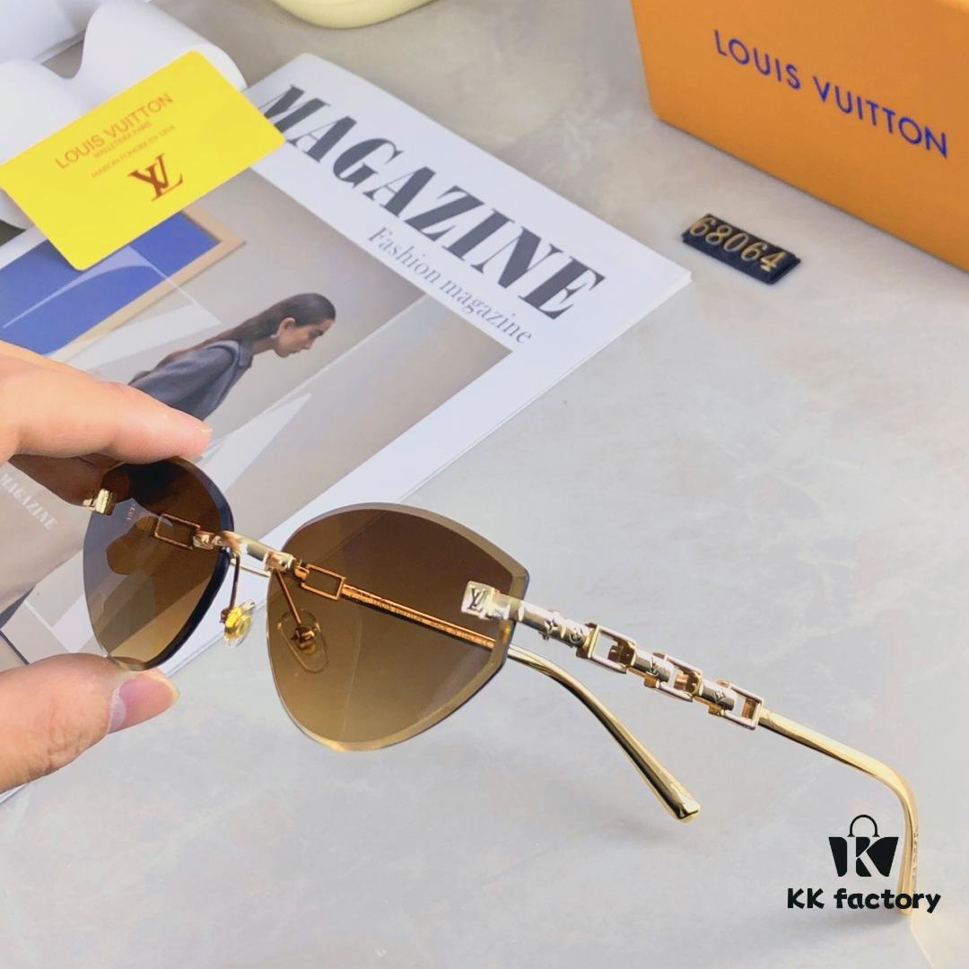 Louis Vuitton 2025 Fashion Avant-Garde Cat-Eye Frameless Sunglasses Unisex Stylish UV Protection Shades