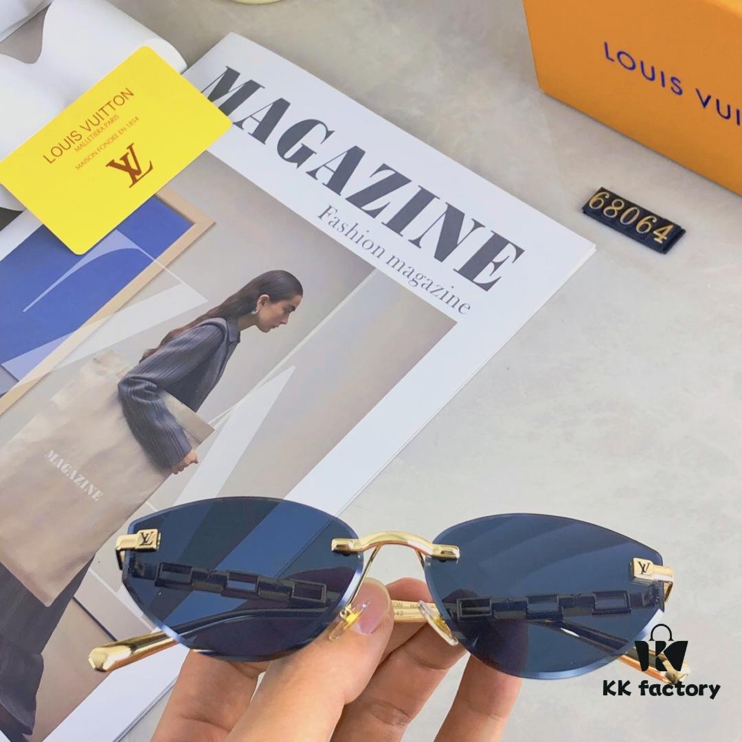 Louis Vuitton 2025 Fashion Avant-Garde Cat-Eye Frameless Sunglasses Unisex Stylish UV Protection Shades