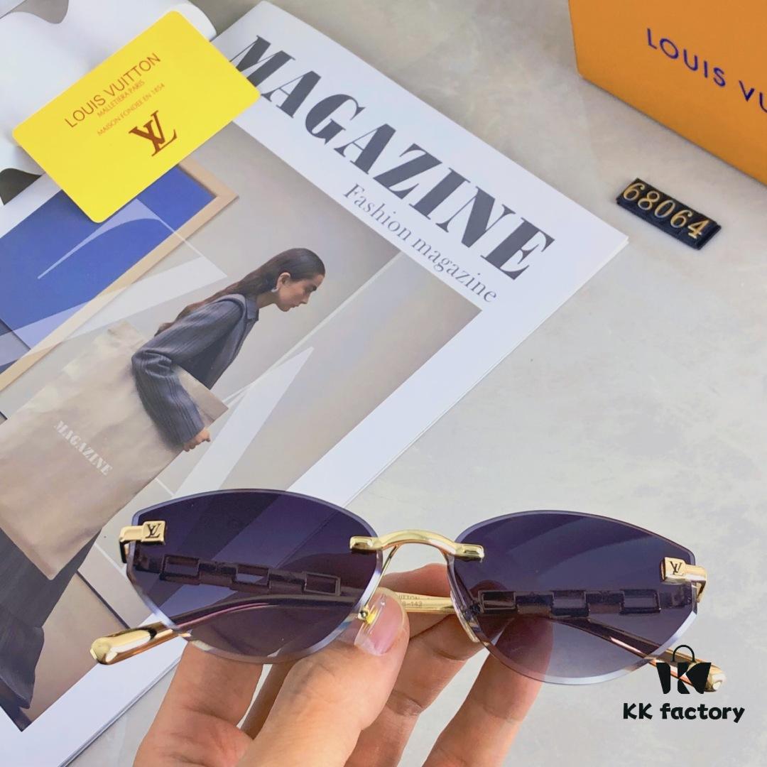 Louis Vuitton 2025 Fashion Avant-Garde Cat-Eye Frameless Sunglasses Unisex Stylish UV Protection Shades