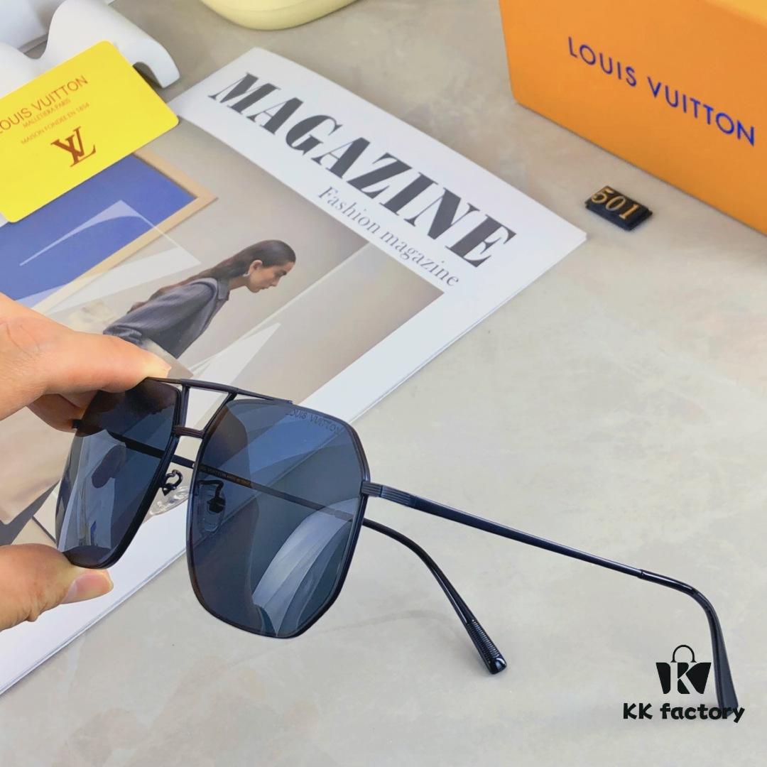 Louis Vuitton Elastic Stainless Steel Nylon Polarized Aviator Sunglasses for Men, Fashionable Streetwear Style for Driving, Fishing and Outdoor Use