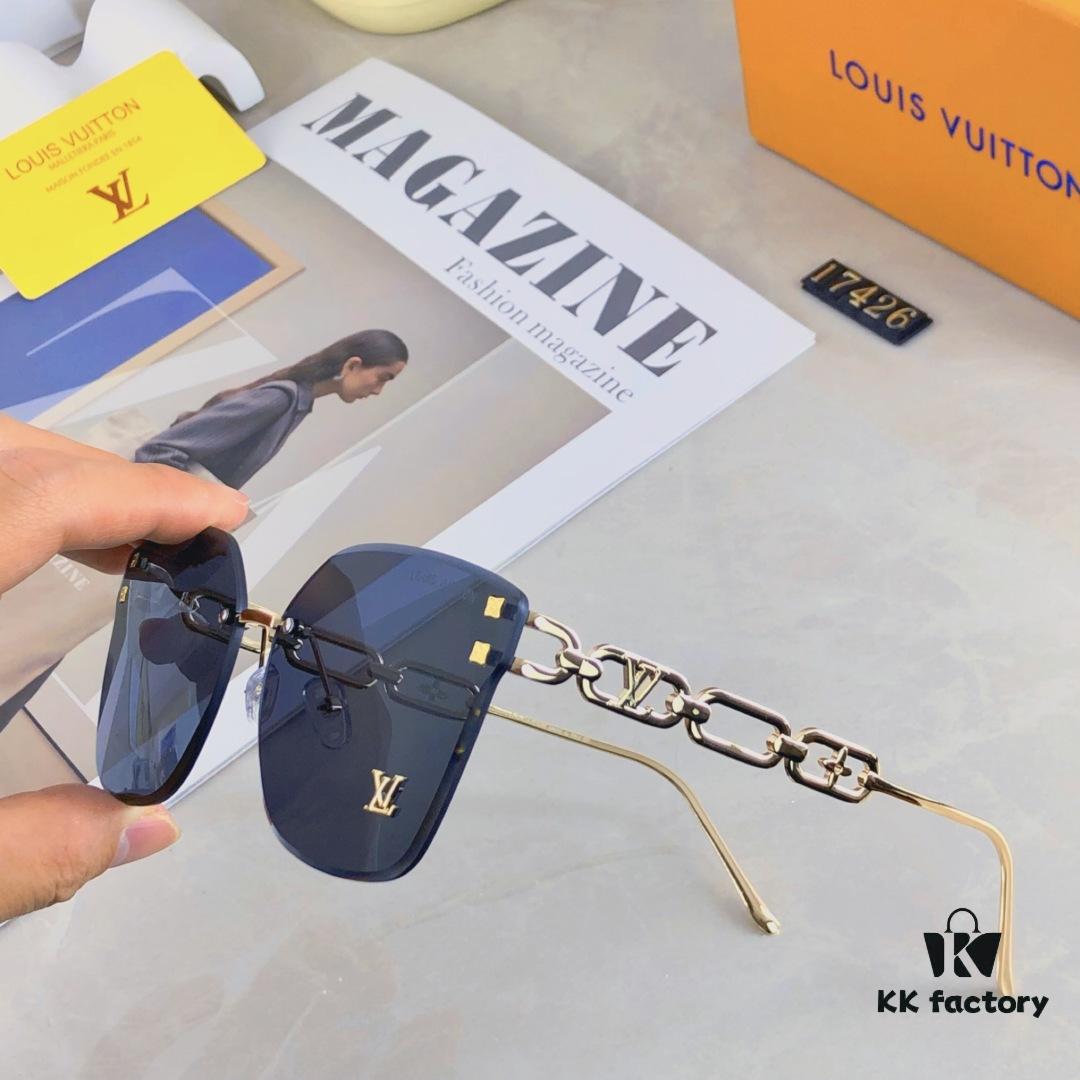 Louis Vuitton New Square Frameless Sunglasses for Women, Fashionable Printed UV Protection Retro Stylish Sunglasses