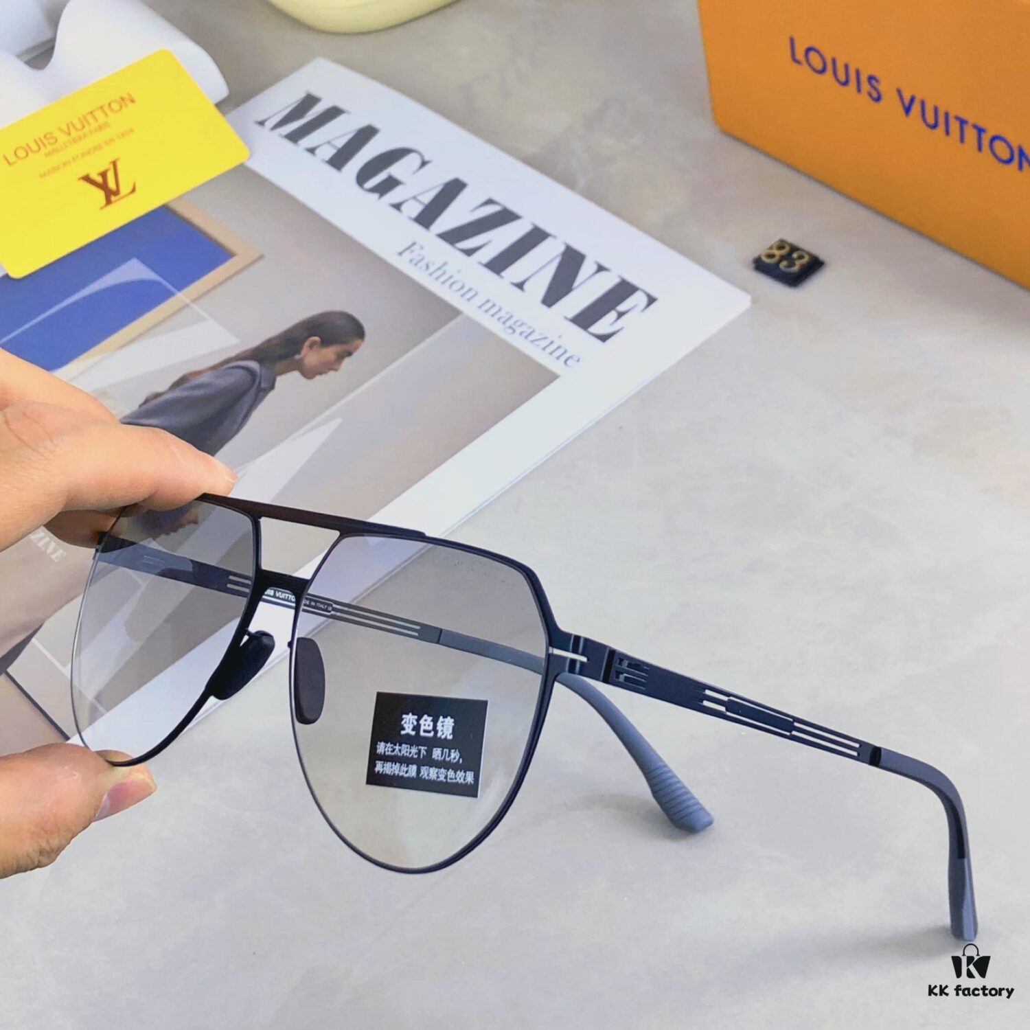 Louis Vuitton-Inspired Photochromic Sunglasses for Men, Stylish Retro Lightweight UV Protection Shades