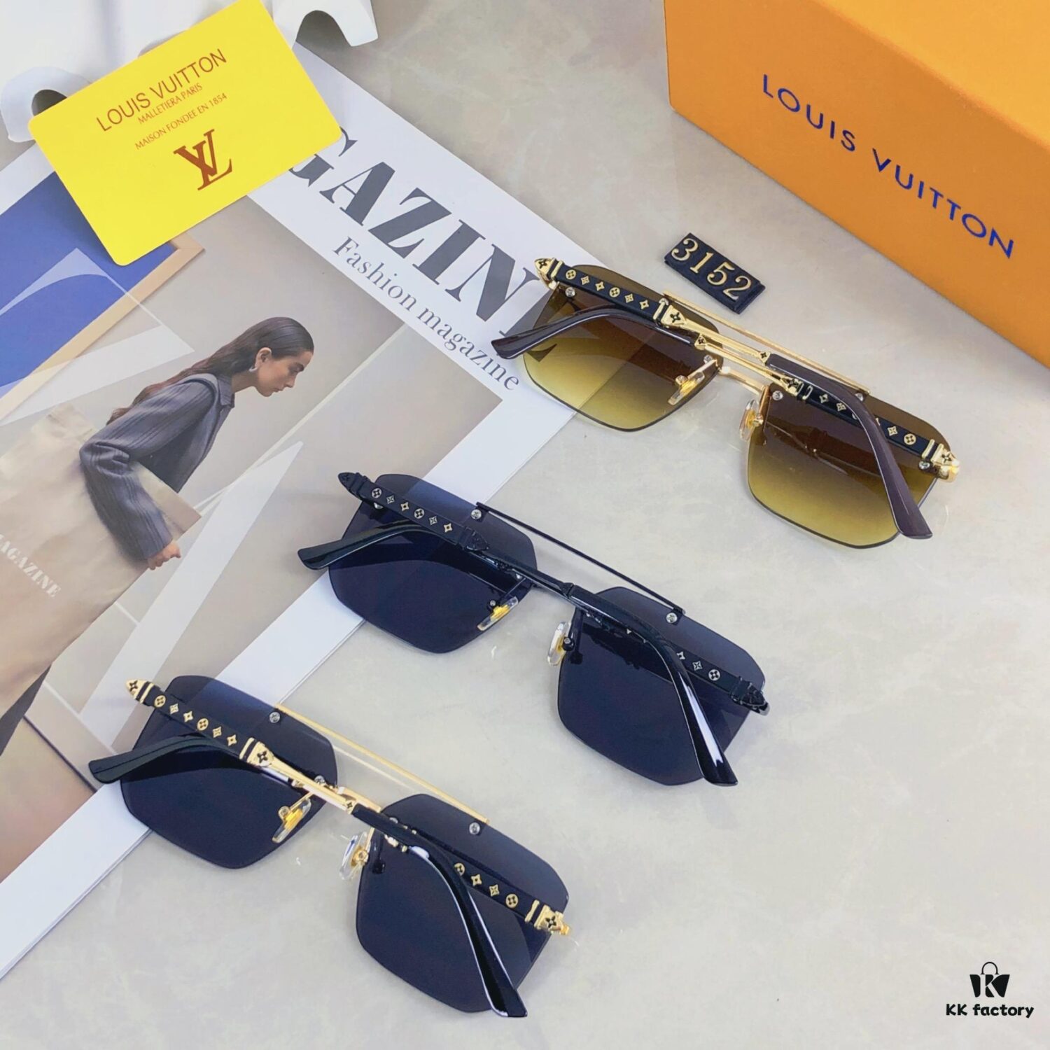 Louis Vuitton Unisex Sunglasses 2025 Premium Anti-Glare Fashion Frameless Metal Eyewear
