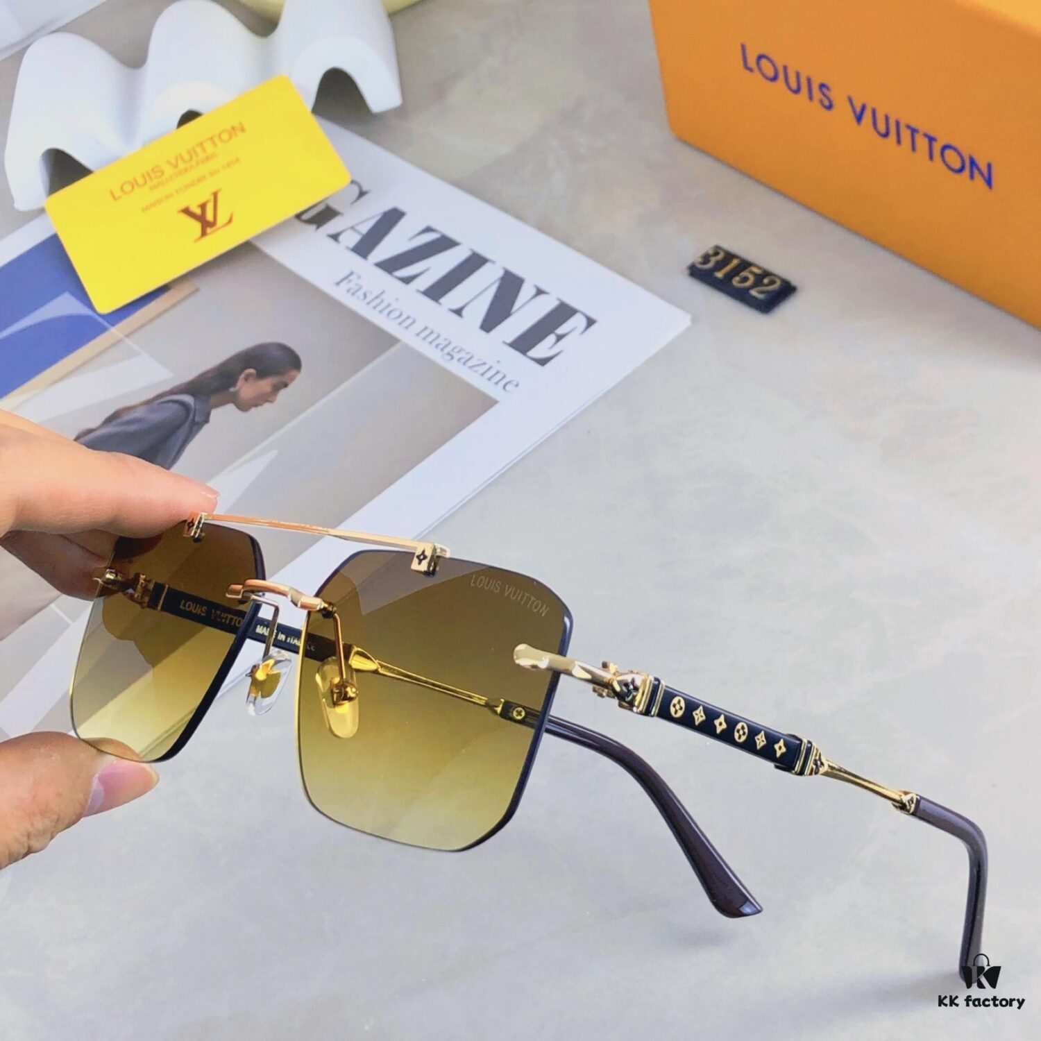 Louis Vuitton Unisex Sunglasses 2025 Premium Anti-Glare Fashion Frameless Metal Eyewear