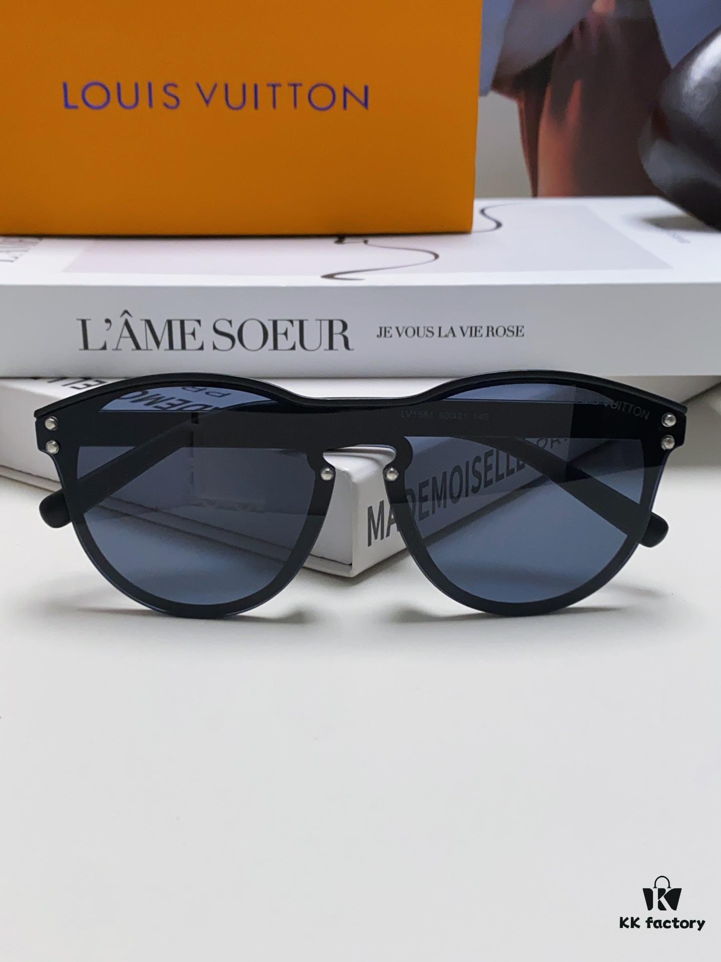 LOUIS VUITTON Round Frame Sunglasses with Detailed Design, Original LV Rimless Style, Classic Temple Logo, High-Quality Construction