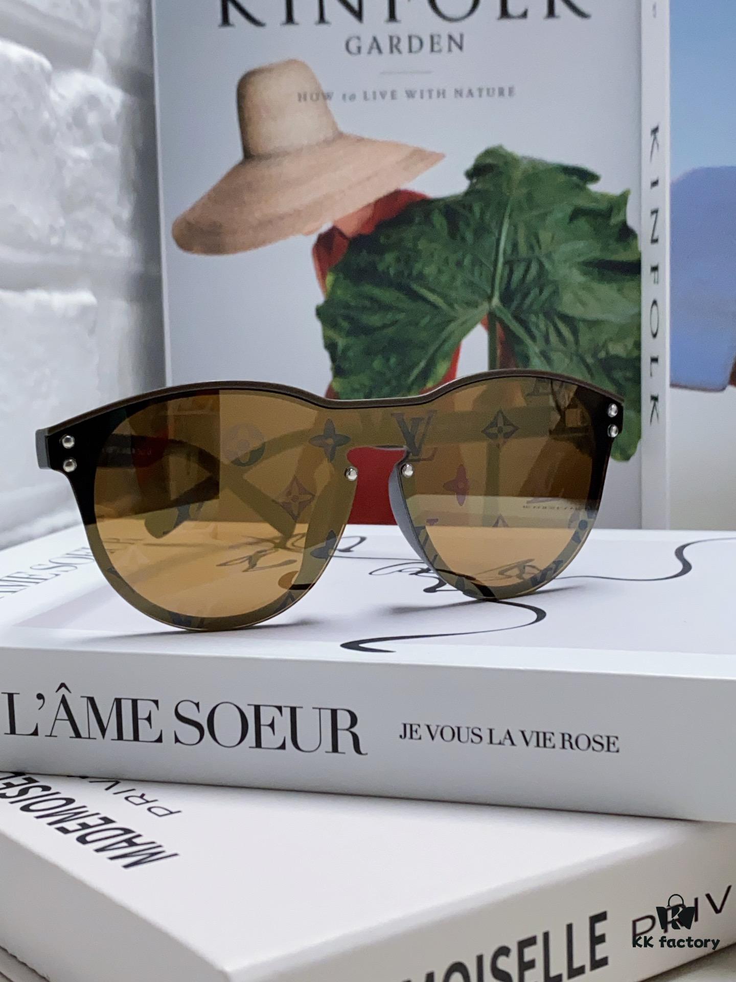 LOUIS VUITTON Round Frame Sunglasses with Detailed Design, Original LV Rimless Style, Classic Temple Logo, High-Quality Fashion Eyewear