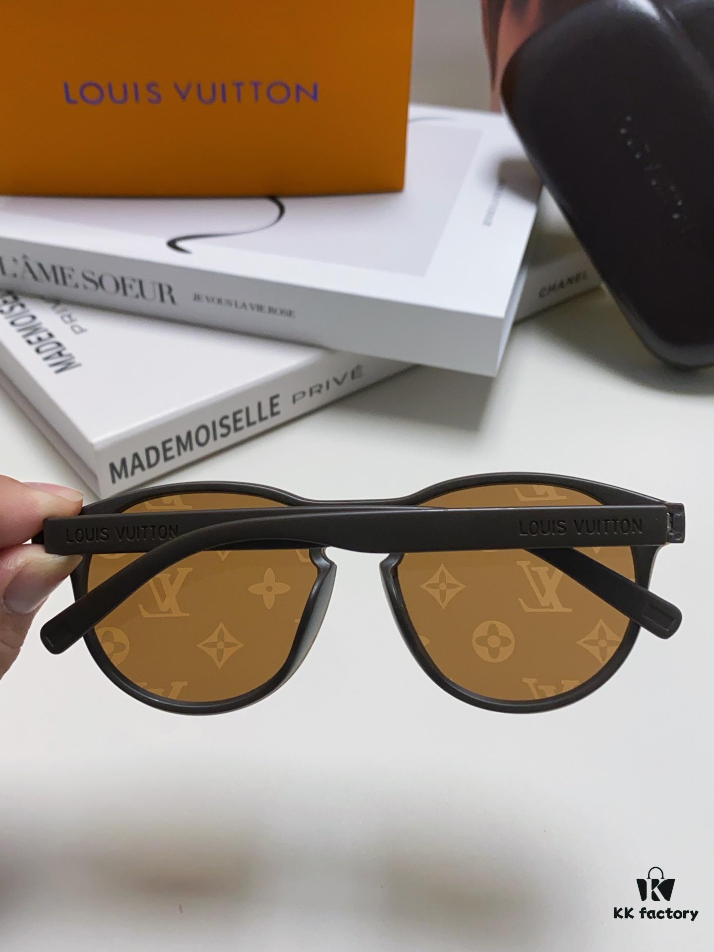 LOUIS VUITTON Round Frame Sunglasses with Detailed Design, Original LV Rimless Style, Classic Temple Logo, High-Quality Fashion Eyewear