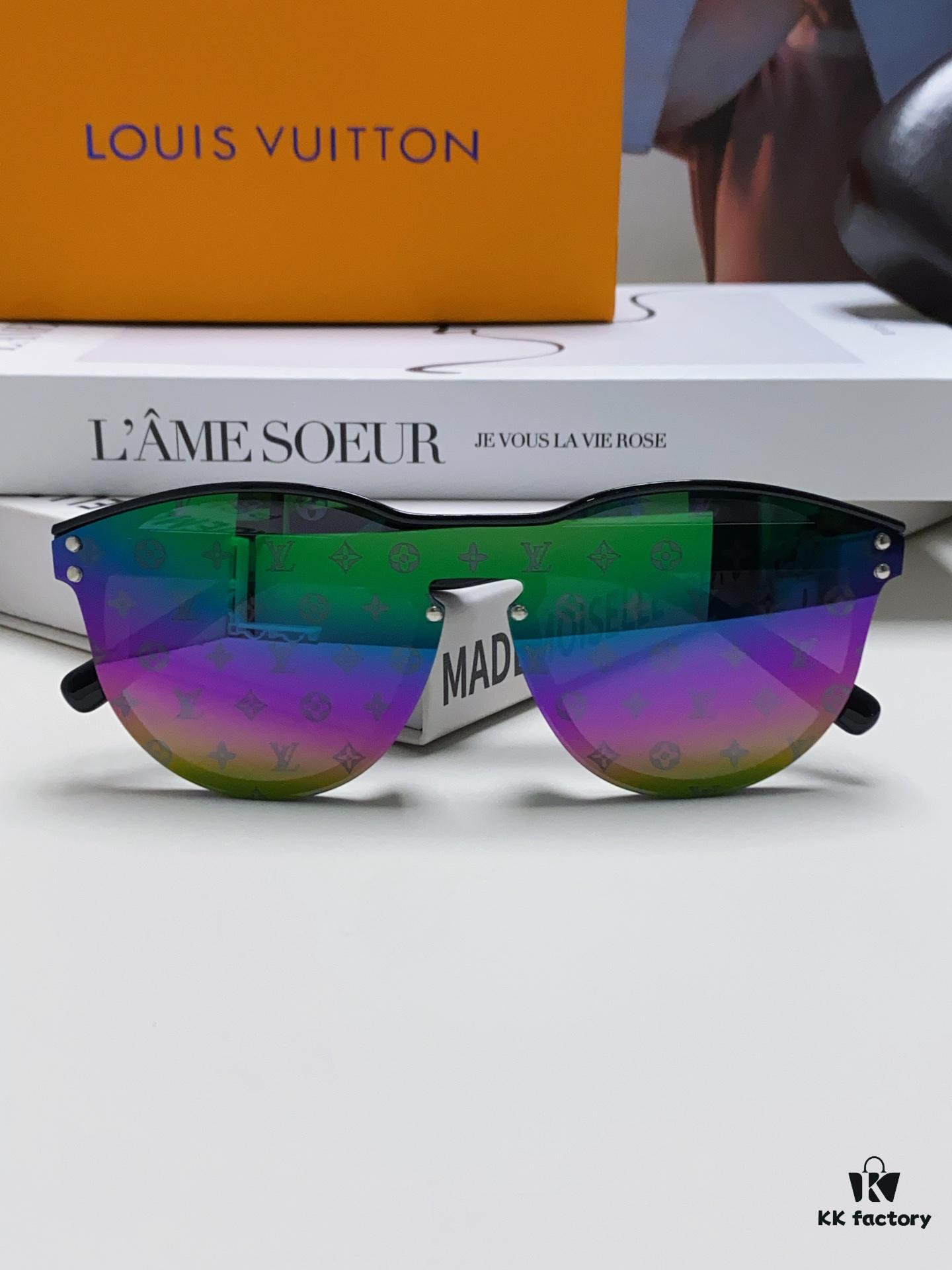 LOUIS VUITTON Round Frame Sunglasses with Detailed Design, Original LV Edgeless Style, Classic Temple Logo, High-Quality Fashion Eyewear