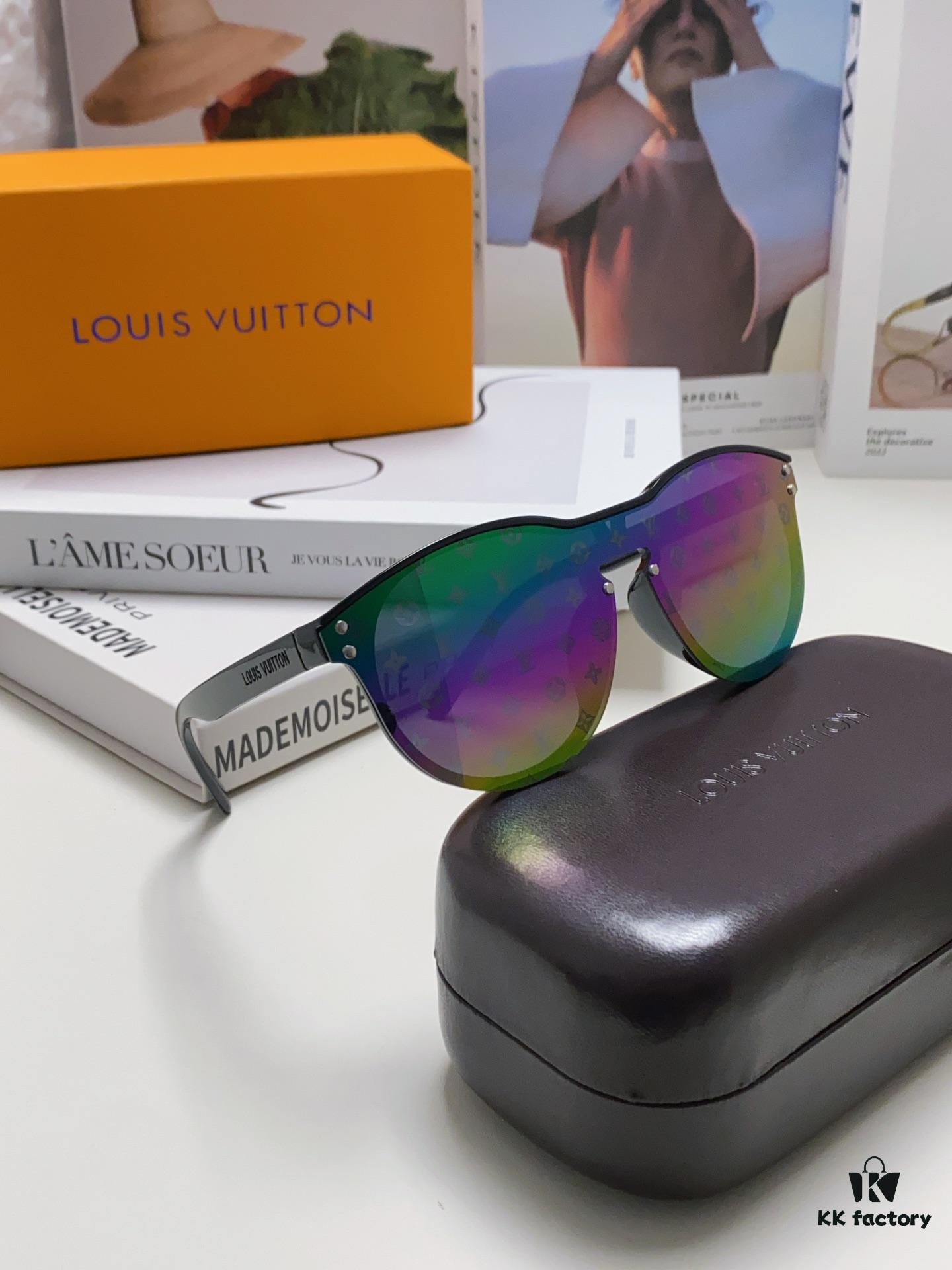 LOUIS VUITTON Round Frame Sunglasses with Detailed Design, Original LV Edgeless Style, Classic Temple Logo, High-Quality Fashion Eyewear