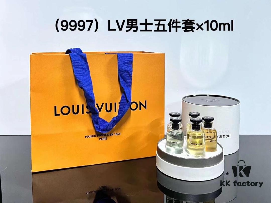 LV Louis Vuitton Perfume Set of 5 x 10ml in Cylindrical Packaging, Counter Version, No Spray Nozzles, Polished Bottles