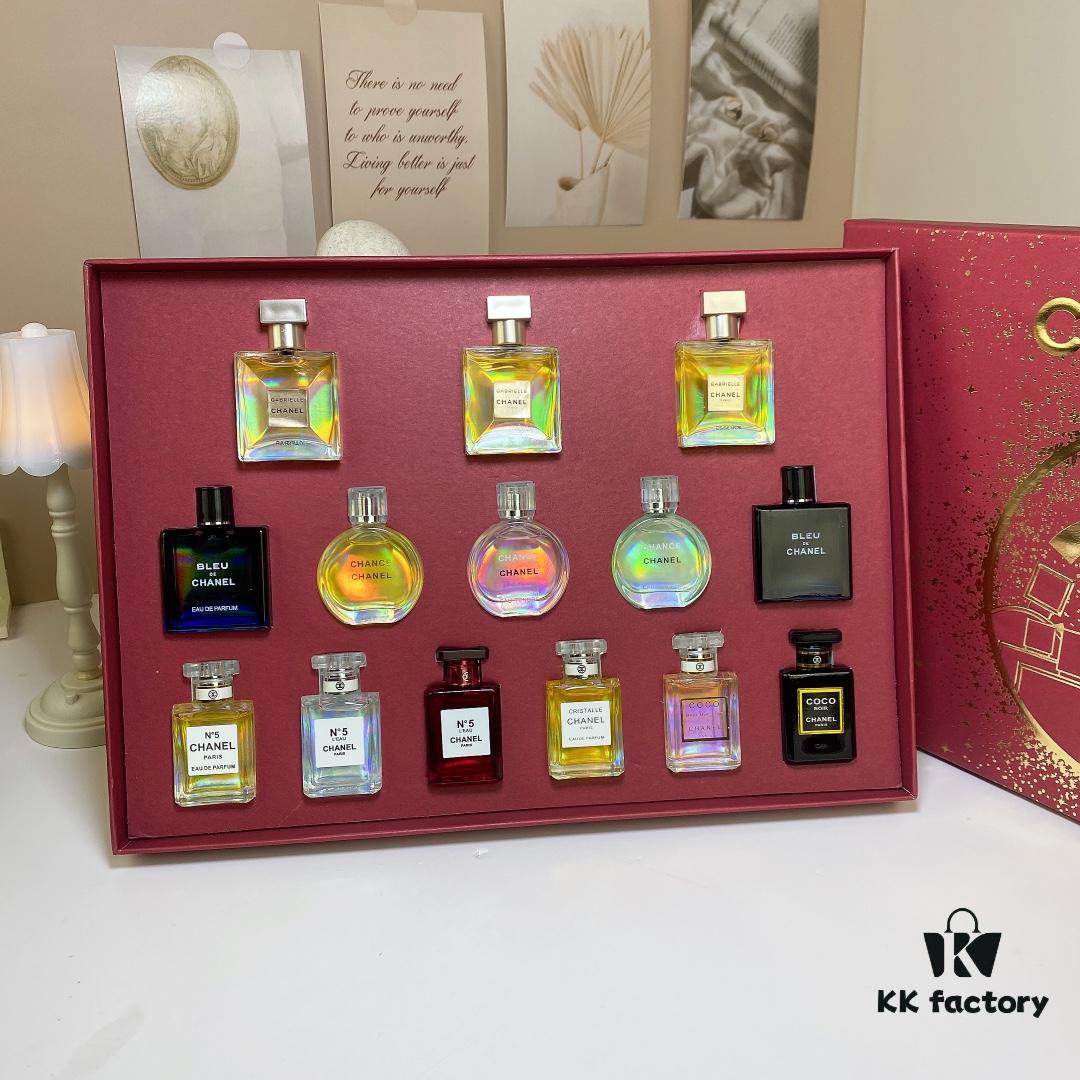Chanel 14-Piece New Year Gift Set, Featuring a Collection of Popular Fragrances Including Gabrielle, Chance, Coco Mademoiselle, and No.5 Series