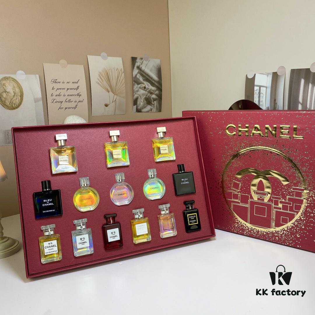 Chanel 14-Piece New Year Gift Set, Featuring a Collection of Popular Fragrances Including Gabrielle, Chance, Coco Mademoiselle, and No.5 Series
