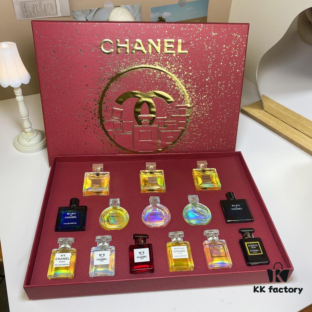 Chanel 14-Piece New Year Gift Set, Featuring a Collection of Popular Fragrances Including Gabrielle, Chance, Coco Mademoiselle, and No.5 Series