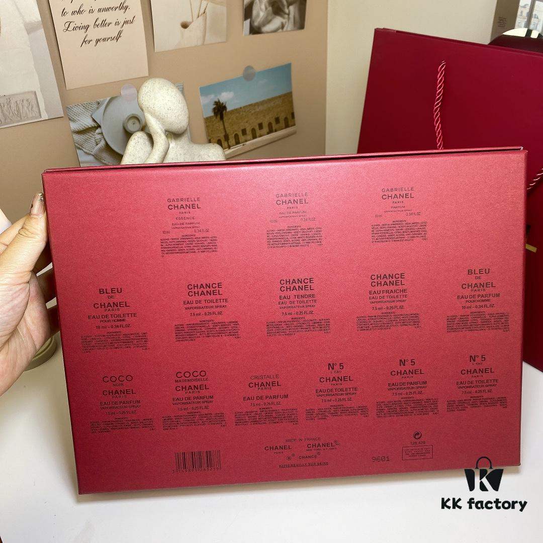 Chanel 14-Piece New Year Gift Set, Featuring a Collection of Popular Fragrances Including Gabrielle, Chance, Coco Mademoiselle, and No.5 Series