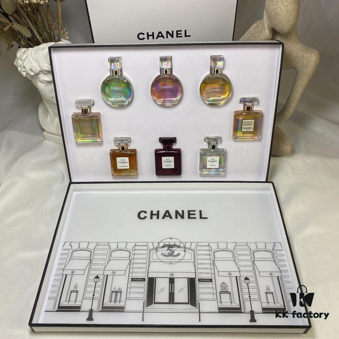 Q-Style Chanel 8-Piece Mini Perfume Set, 7.5ml×8, Includes Gift Bag, No Spray Applicator, Dab-on Design
