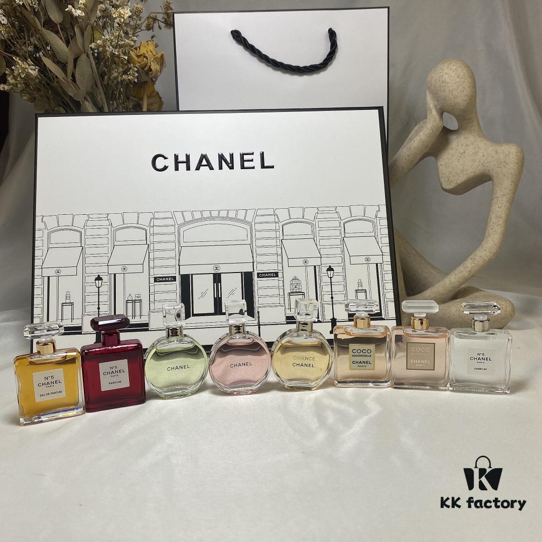 Q-Style Chanel 8-Piece Mini Perfume Set, 7.5ml×8, Includes Gift Bag, No Spray Applicator, Dab-on Design
