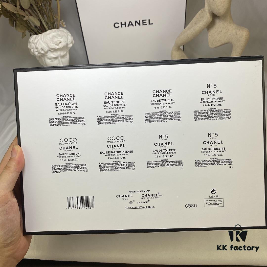 Q-Style Chanel 8-Piece Mini Perfume Set, 7.5ml×8, Includes Gift Bag, No Spray Applicator, Dab-on Design