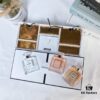 Chanel Q-Sized Christmas Set of Three in Collector's Box, Wooden Packaging, 7.5ml Each, No Spray Nozzles, Miniature Scents: L'Eau de Chanel, Modern Coco, Rich Coco, Multi-Functional Box for Storing Lipsticks and Jewelry