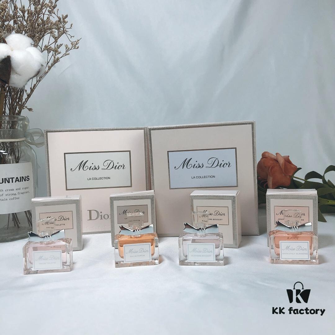 Dior Mini Heart Perfume 4-Piece Set in Wooden Box *5ml (Counter Version, No Sprayer, Screw Cap)