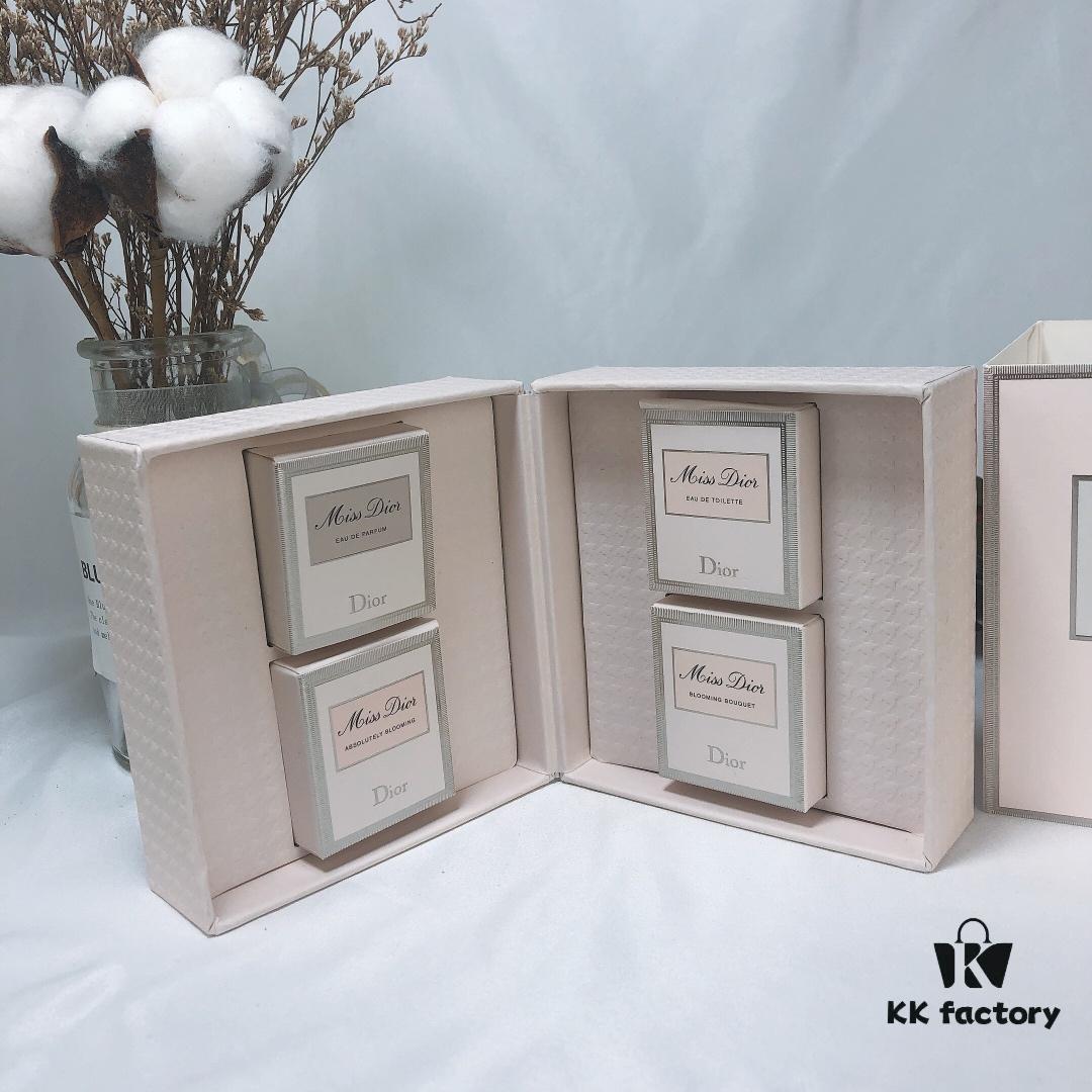 Dior Mini Heart Perfume 4-Piece Set in Wooden Box *5ml (Counter Version, No Sprayer, Screw Cap)