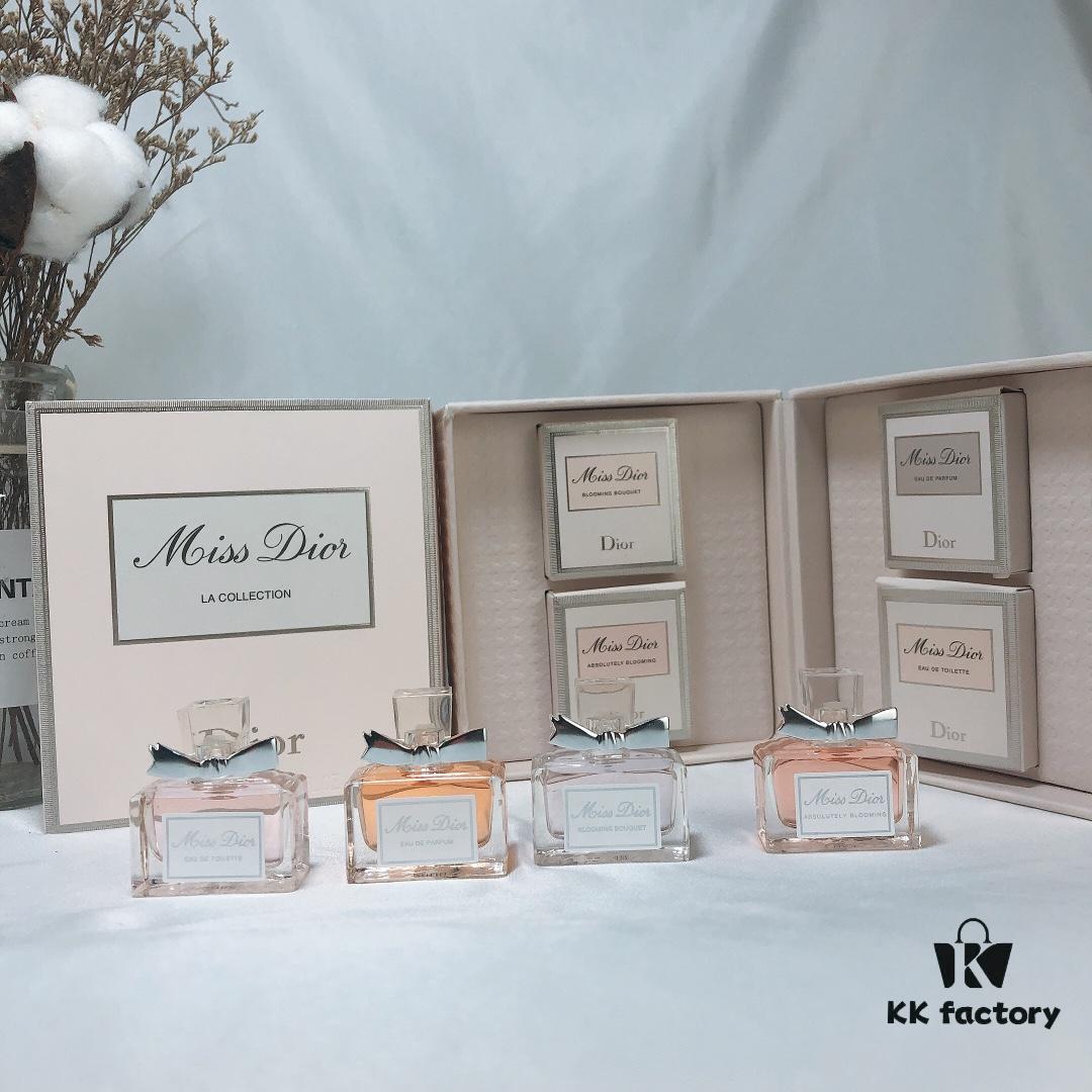 Dior Mini Heart Perfume 4-Piece Set in Wooden Box *5ml (Counter Version, No Sprayer, Screw Cap)