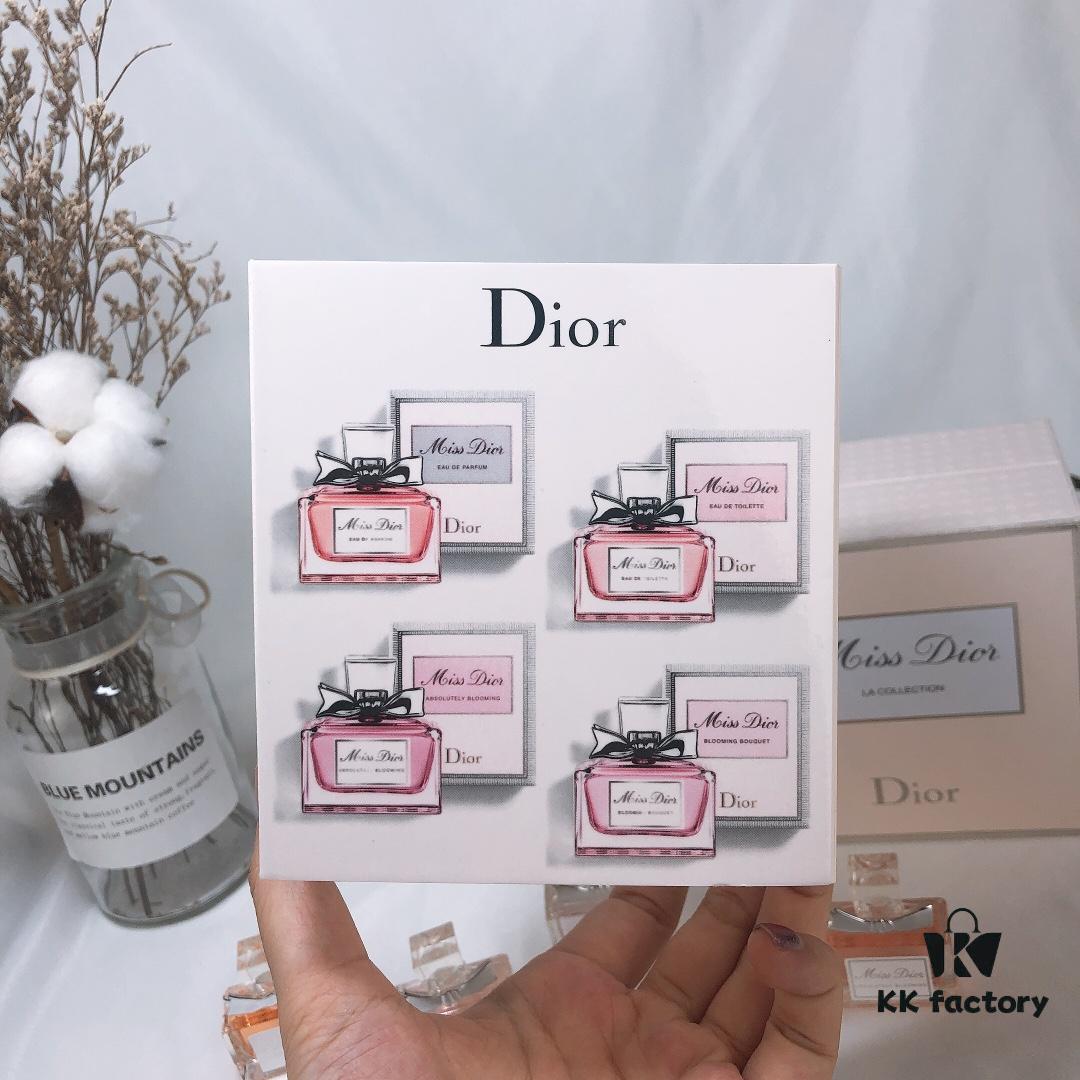Dior Mini Heart Perfume 4-Piece Set in Wooden Box *5ml (Counter Version, No Sprayer, Screw Cap)