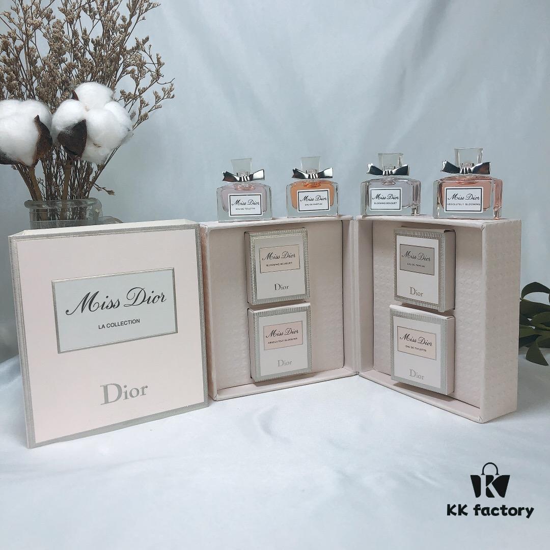 Dior Mini Heart Perfume 4-Piece Set in Wooden Box *5ml (Counter Version, No Sprayer, Screw Cap)