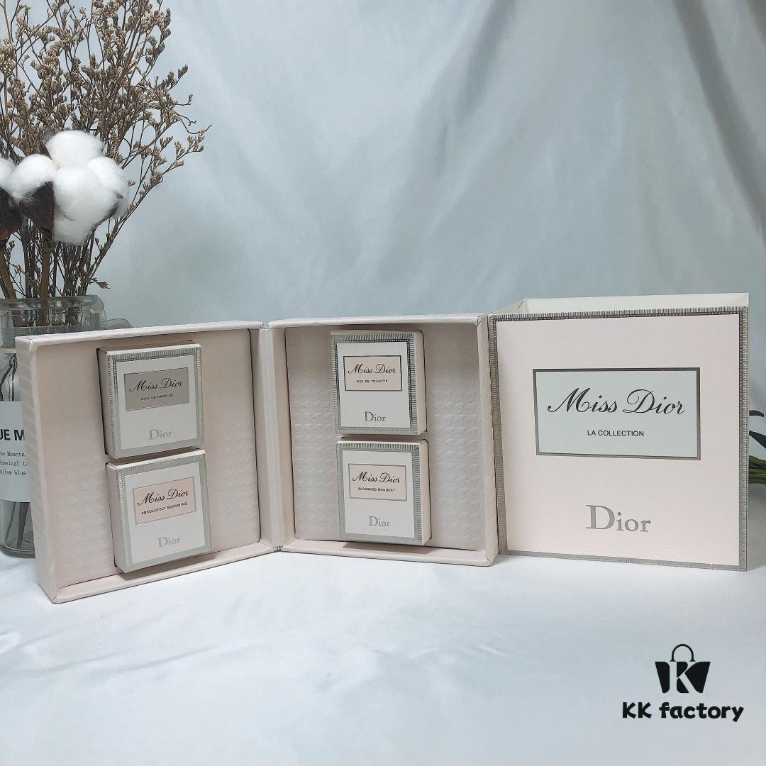 Dior Mini Heart Perfume 4-Piece Set in Wooden Box *5ml (Counter Version, No Sprayer, Screw Cap)