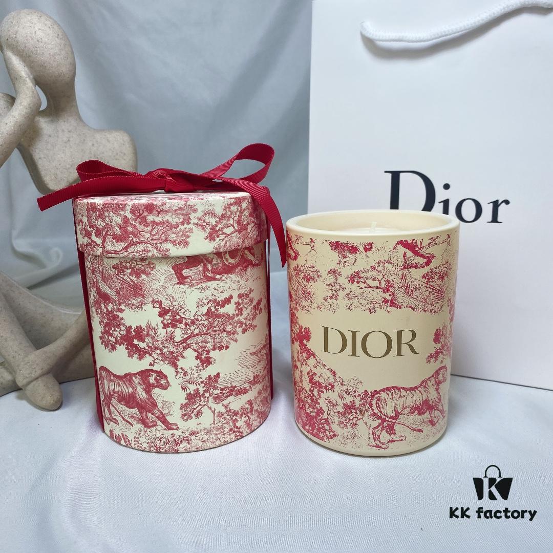 Dior Large Red Toile de Jouy Hydrangea Scented Candle Gift Set, Housewarming Gift 280g, with Boutique Shopping Bag