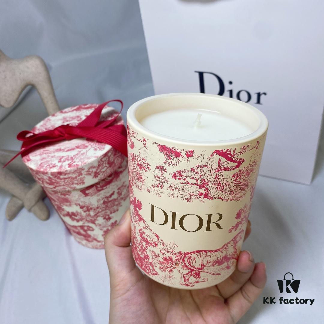 Dior Large Red Toile de Jouy Hydrangea Scented Candle Gift Set, Housewarming Gift 280g, with Boutique Shopping Bag
