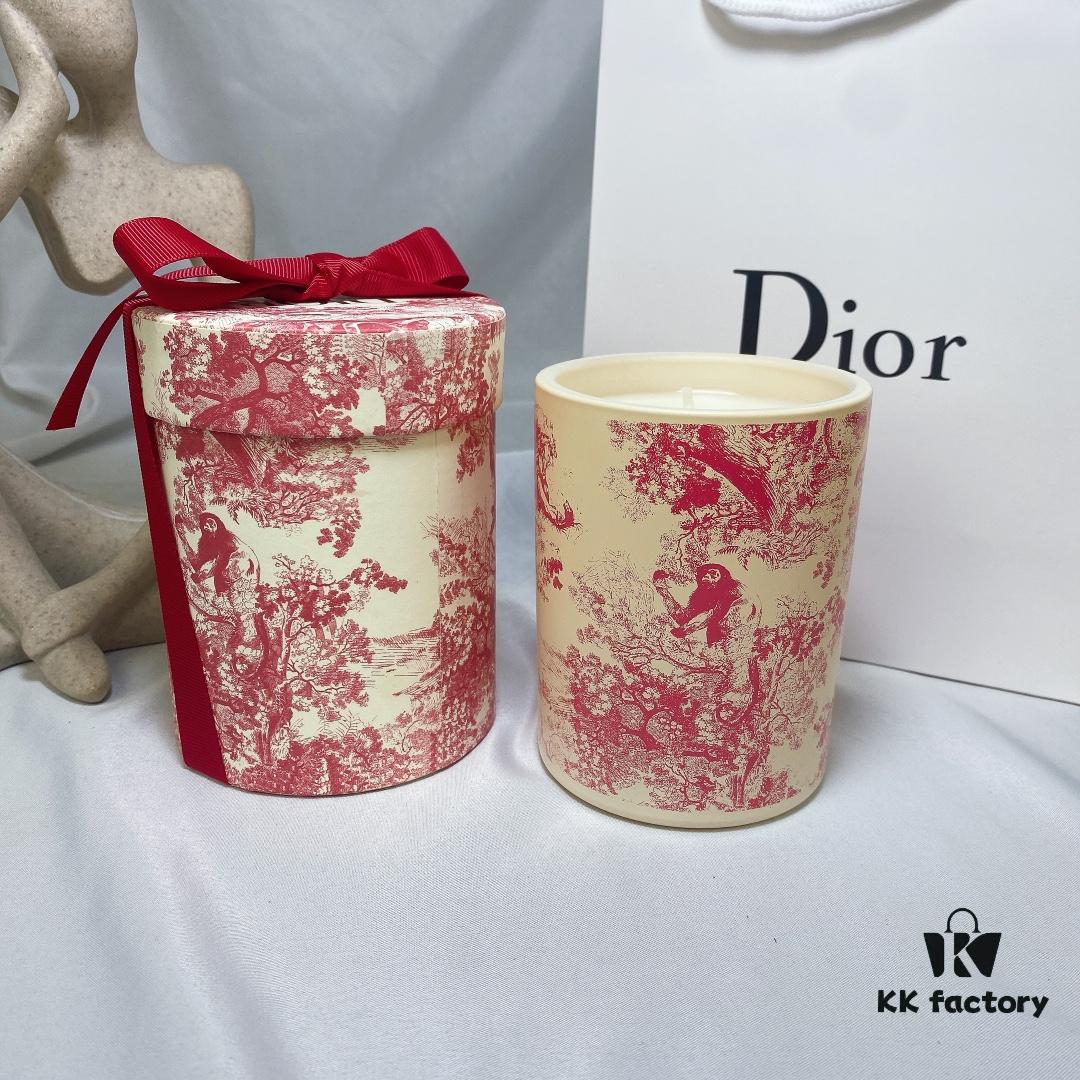 Dior Large Red Toile de Jouy Hydrangea Scented Candle Gift Set, Housewarming Gift 280g, with Boutique Shopping Bag