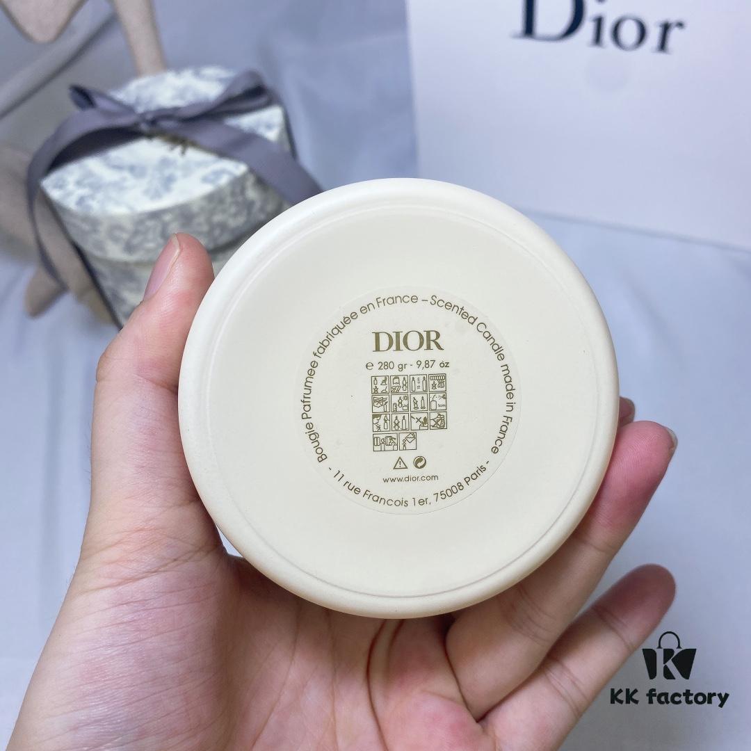 Dior Large Size Deep Green Jouy Print Hydrangea Scent Perfumed Candle Gift Set, Housewarming Gift 280g, with Boutique Shopping Bag