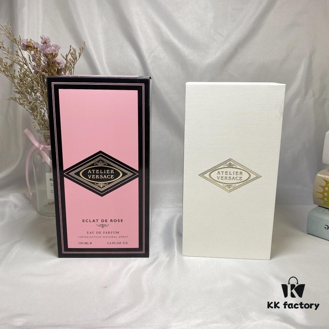 Versace 2020 New Pink Bottle Rose Perfume 100ml, Premium Wooden Box Packaging