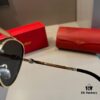 Cartier Men's 1:1 High-End Aviator Sunglasses, Elegant and Luxurious with Minimalist Signature Logo on Temples