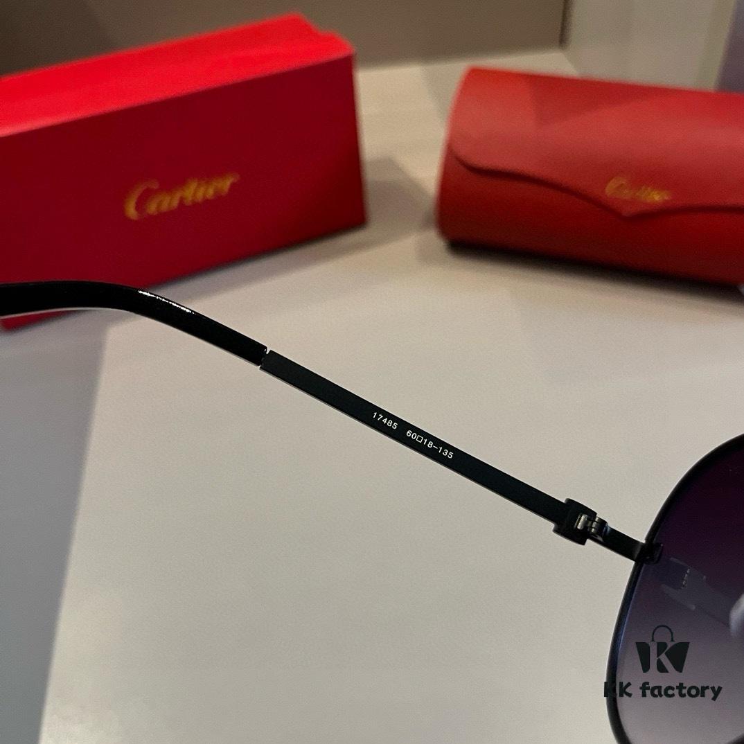 Cartier Men's Official Website 1:1 High-End Aviator Sunglasses