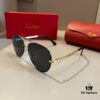 Cartier Men's Official Website 1:1 Large Aviator Sunglasses, High-End and Elegant, Minimalist Signature Logo on Temples, Luxuriously Crafted