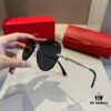 Cartier Men's Official Website 1:1 Large Aviator Sunglasses, High-End and Elegant, Minimalist Signature Logo on Temples, Luxuriously Crafted