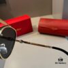 Cartier Men's Official Website 1:1 Large Aviator Sunglasses, High-End and Elegant, Minimalist Signature Logo on Temples, Luxuriously Crafted
